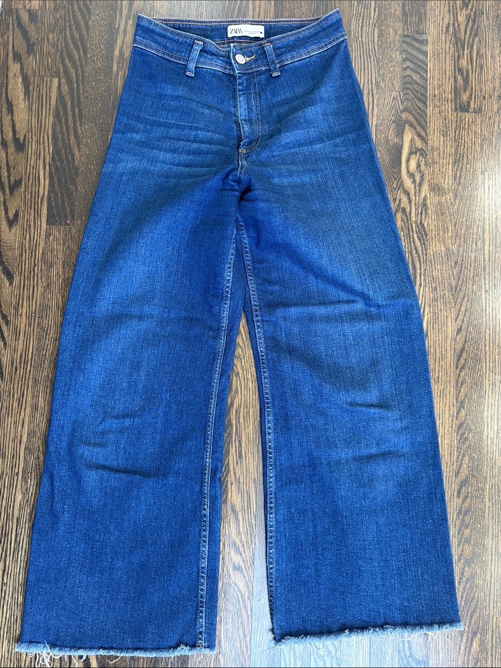 Zara High-Rise Wide-Leg Blue Jeans